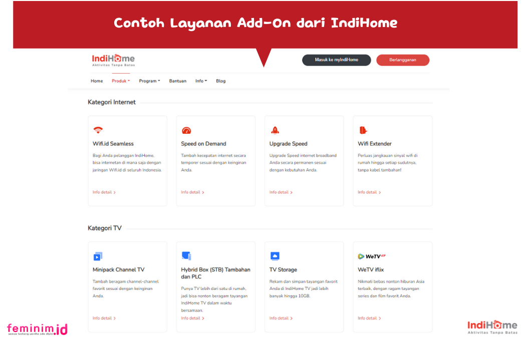 contoh layanan add-on IndiHome